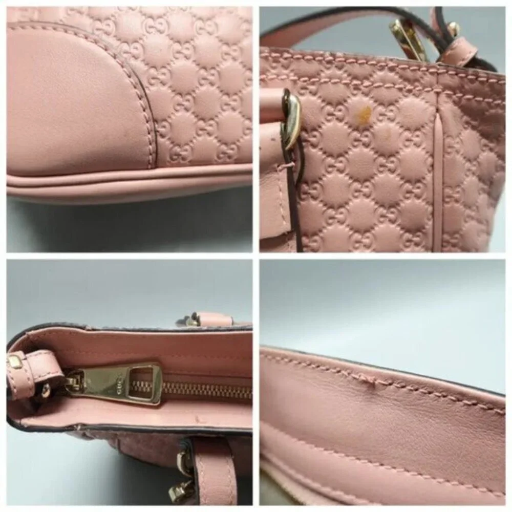 Authentic Gucci Bree Guccissima Leather Tote Bag Pink Crossbody Luxury Handbag - Picture 9 of 13